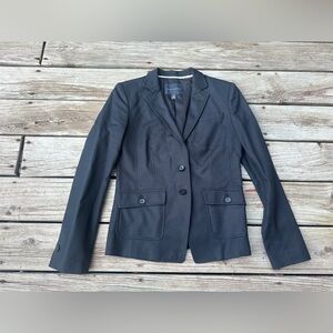 Banana Republic Two-Button Closure Femme Black Stretch Blazer, Size 8